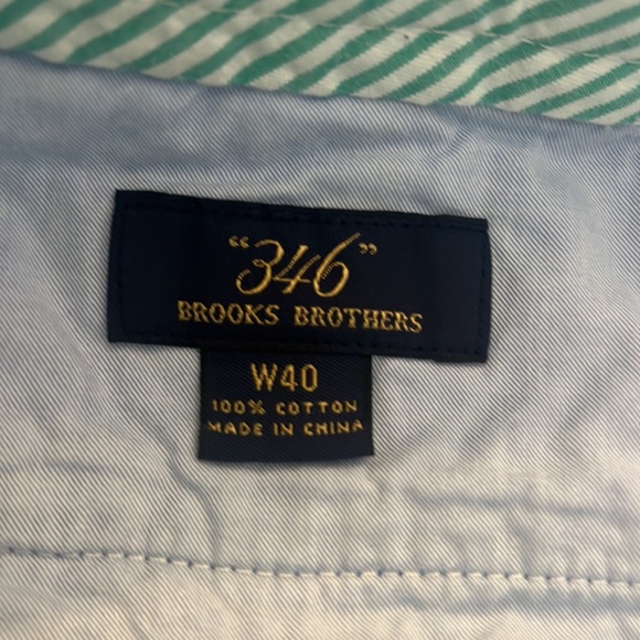 Brooks Brothers Seersucker 40 Waist Green & White With Fish Embroidered Shorts - Picture 5 of 10